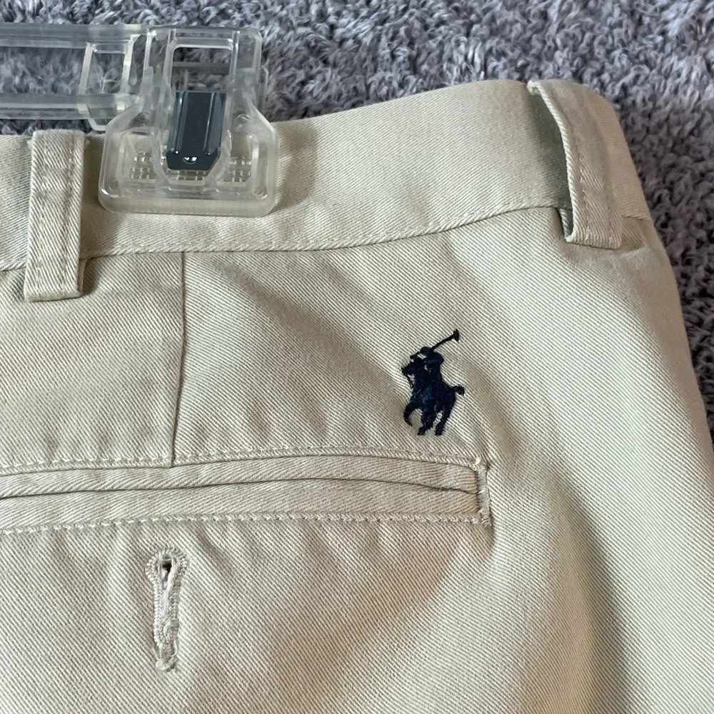 Polo Ralph Lauren Suffield Pants Size 36x32 Beige Flat Front Chino Khakis Preppy